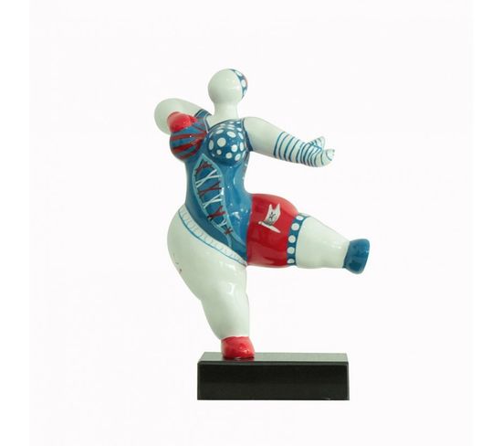 Statue Femme Dansant Avec Motifs Bleu Et Rouge H33 Cm - Lady Pirate