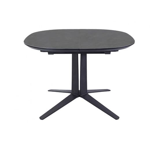 Table De Repas Ovale Extensible D.110/150 Cm En Céramique Gris - Diva