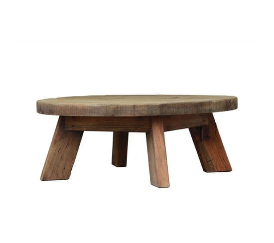 Table Basse Ronde 90 Cm En Bois Recyclé Et 4 Pieds - Chalet