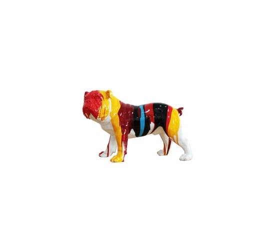 Sculpture Chien Bulldog Multicolore En Résine - Balto