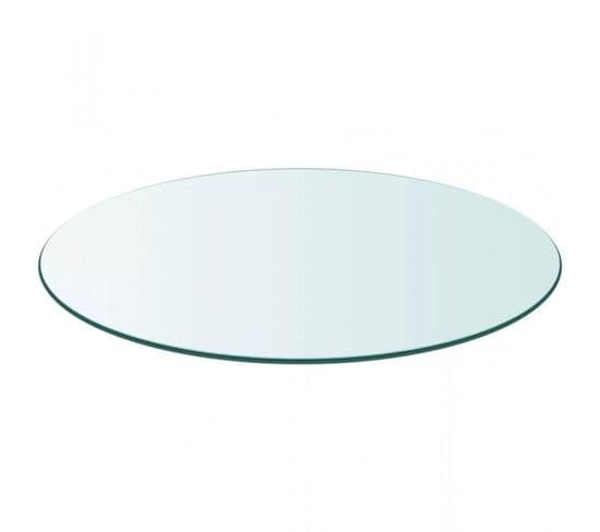 Plateau Rond 60 Cm En Verre Trempé Transparent