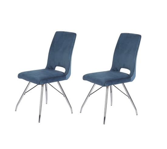 2 Chaises Velours Bleu Marine - Bella