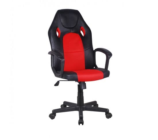 Fauteuil Gaming Rouge Et Noir En Simili Avec Assise Réglable - Glitch