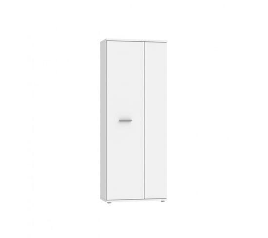 Meuble à Chaussure Blanc 2 Portes 5 Tablettes - Class