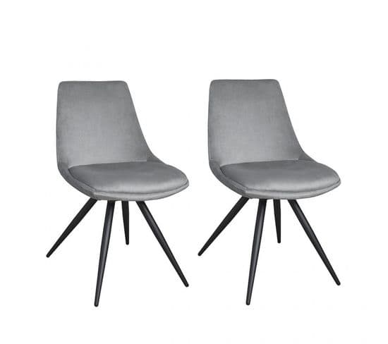 Lot De 2 Chaises En Velours Gris - Louna