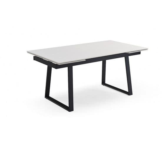 Table Extensible 160/240 Cm Céramique Blanc Pieds Luge - Oregon 02