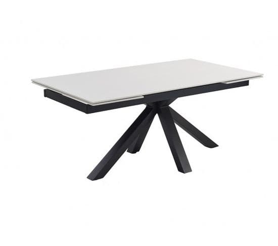 Table Extensible 160/240 Cm Céramique Blanc Pied Croix - Oregon 04