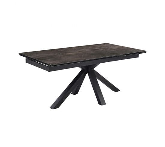 Table Extensible 160/240 Cm Céramique Gris Vieilli Pied Croix - Maine 04