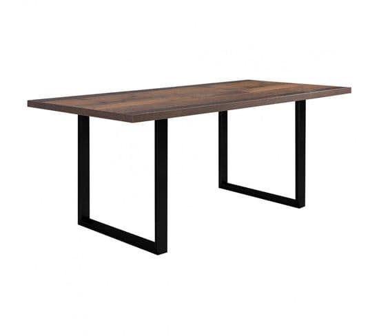 Table De Repas 180 Cm Décor Bois Vintage Pieds Métal Noir - Marne 02