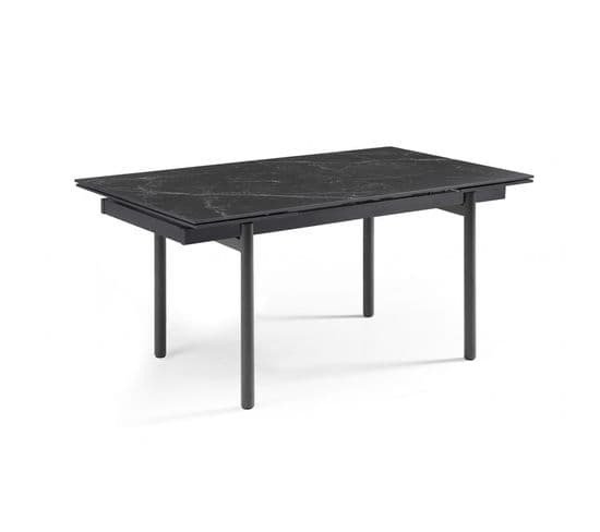 Table Extensible 160/240 Cm Céramique Noir Marbré Pieds Droits - Indiana 09