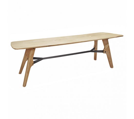 Banc Bois Plaqué Chêne Pieds Chêne Massif Et Métal 160cm - Natte 6724