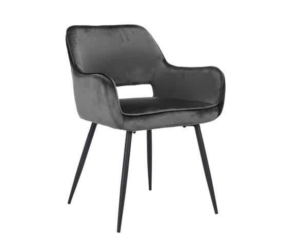 Chaise En Velours Gris Anthracite Avec Dossier Capitonné - Aron