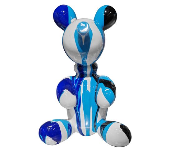 Statuette Nounours Balloon Blanc Noir Et Bleu H17 Cm - Lotso Drips 01