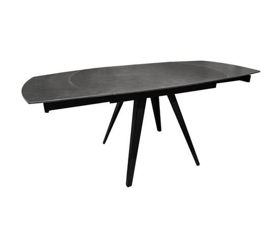 Table Extensible Ovale 120/180 Cm Céramique Gris Anthracite - Adelphia