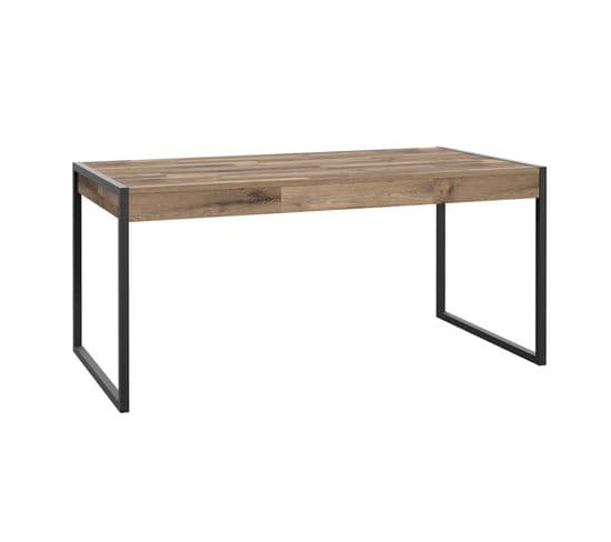 Table 166 Cm 2 Tiroirs Décor Bois Recyclé Et Métal Noir - Apache