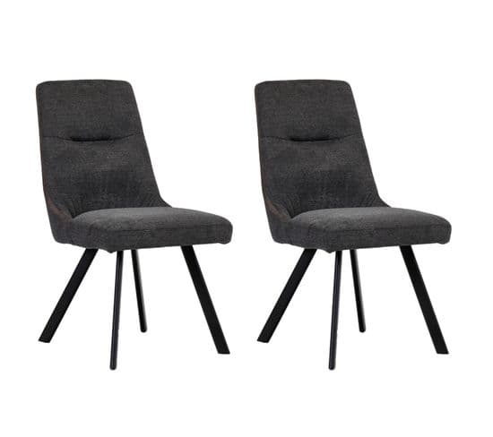 Lot De 2 Chaises En Tissu Gris Anthracite Chiné Pieds Évasés - Marta