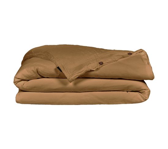 Housse De Couette Gaze De Coton Double 220 X 240 Cm Camel - Pepa 3