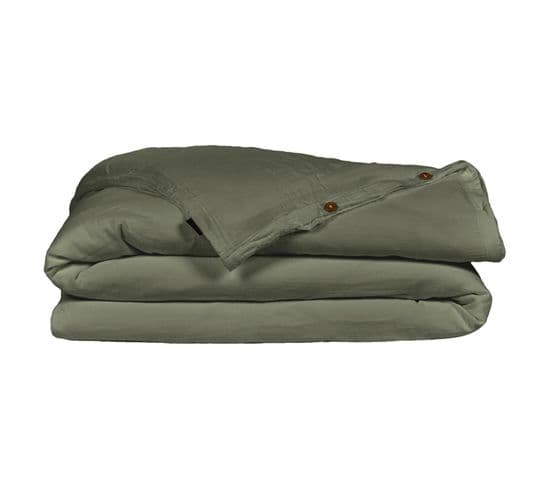 Housse De Couette Gaze De Coton Double 220 X 240 Cm Vert - Pepa 3