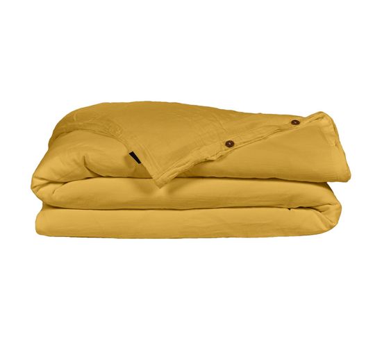 Housse De Couette Gaze De Coton Double 220 X 240 Cm Jaune - Pepa 3