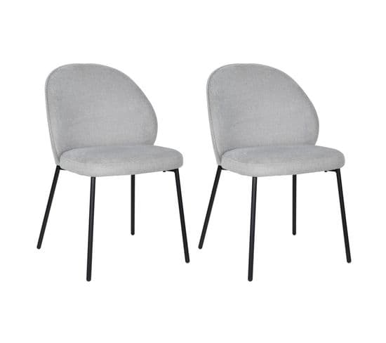 Lot De 2 Chaises En Tissu Gris Pieds Minimalistes Métal Noir - Blair