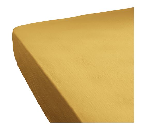 Drap Housse 90 X 190 X 30 Cm Double Gaze De Coton Jaune - Pepa 1