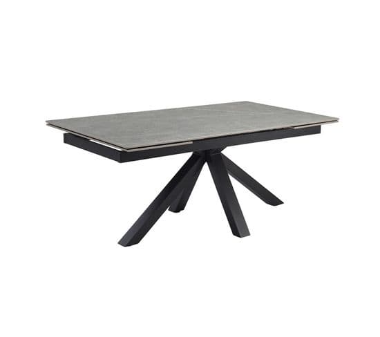 Table Extensible 180/260 Cm Céramique Gris Marbré Pied Croix - Arizona 04