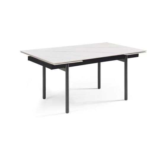 Table Extensible 180/260 Cm Céramique Blanc Marbré Pieds Droits - Nevada 09