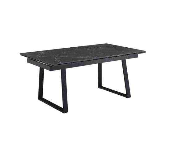 Table Extensible 180/260 Cm Céramique Noir Marbré Pieds Luge - Indiana 02