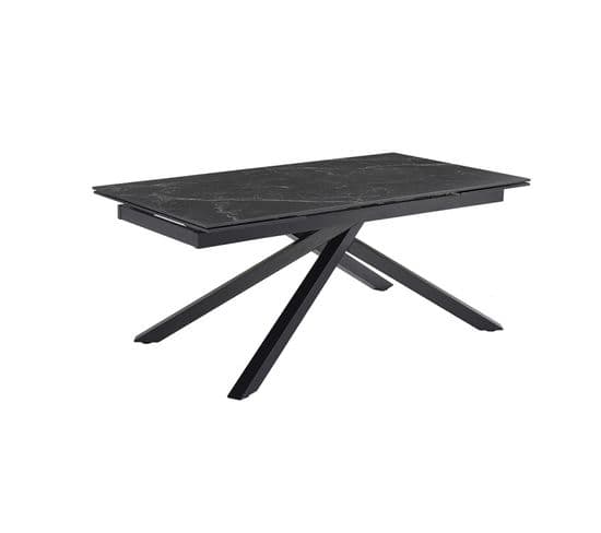 Table Extensible 180/260 Cm Céramique Noir Marbré Pied Torsadé - Indiana 05