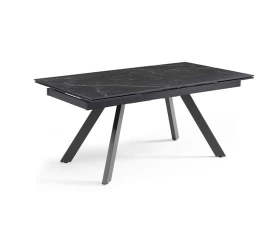 Table Extensible 180/260 Cm Céramique Noir Marbré Pieds Inclinés - Indiana 08