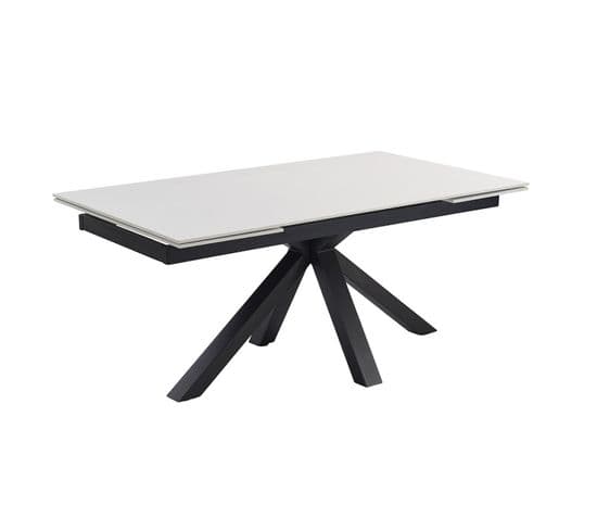 Table Extensible 180/260 Cm Céramique Blanc Pied Croix - Oregon 04