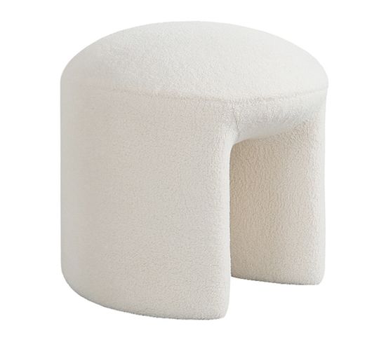 Pouf En Arc D.45 Cm En Tissu Imitation Laine De Mouton Écru - Abby