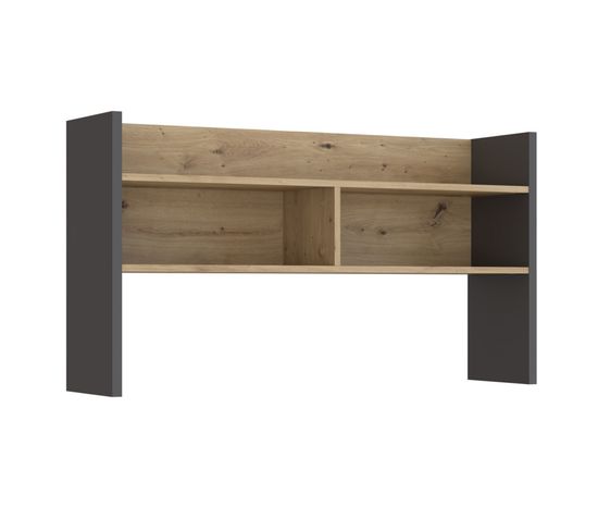 Surmeuble De Bureau 110 Cm Décor Bois De Chêne Et Gris Foncé - Odyssée