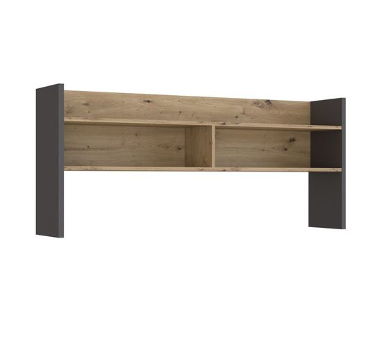 Surmeuble De Bureau 140 Cm Décor Bois De Chêne Et Gris Foncé - Odyssée