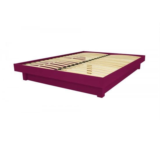 Lit Plateforme Bois Massif Pas Cher, Couleur: Prune, Dimensions: 140x200