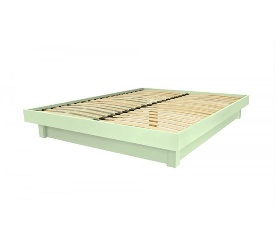 Lit Plateforme Bois Massif Pas Cher, Couleur: Vert Pastel, Dimensions: 140x200