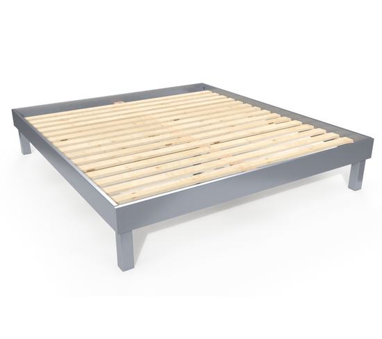 Lit Confort Grande Taille 180x200 Cm Bois, Couleur: Gris Aluminium, Dimensions: 180x200