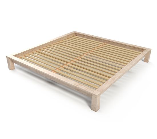 Lit King Size 200 X 200 Cm Bois, Couleur: Vernis Naturel, Dimensions: 200x200