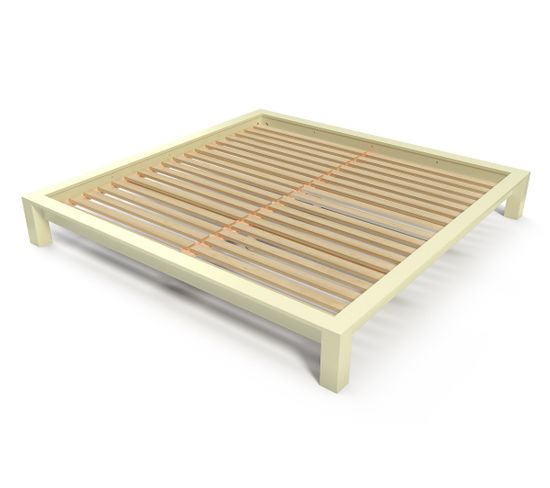 Lit King Size 200 X 200 Cm Bois, Couleur: Ivoire, Dimensions: 200x200