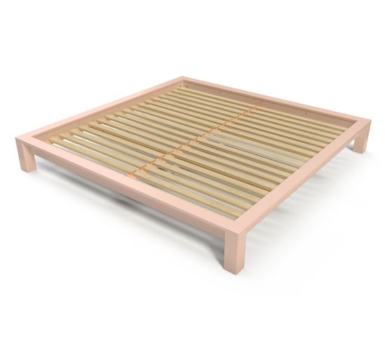 Lit King Size 200 X 200 Cm Bois, Couleur: Rose Pastel, Dimensions: 200x200