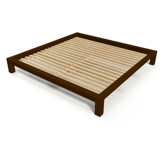 Lit King Size 200 X 200 Cm Bois, Couleur: Wengé, Dimensions: 200x200