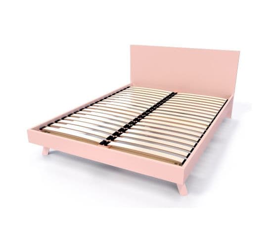 Lit Viking Style Scandinave Bois 2 Places, Couleur: Rose Pastel, Dimensions: 140x190