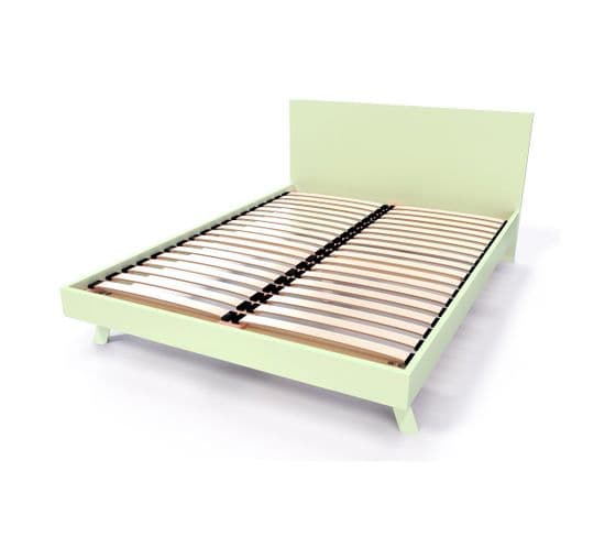 Lit Viking Style Scandinave Bois 2 Places, Couleur: Vert Pastel, Dimensions: 140x200