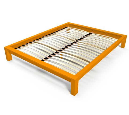 Lit King 2 Places Bois, Couleur: Orange, Dimensions: 140x190