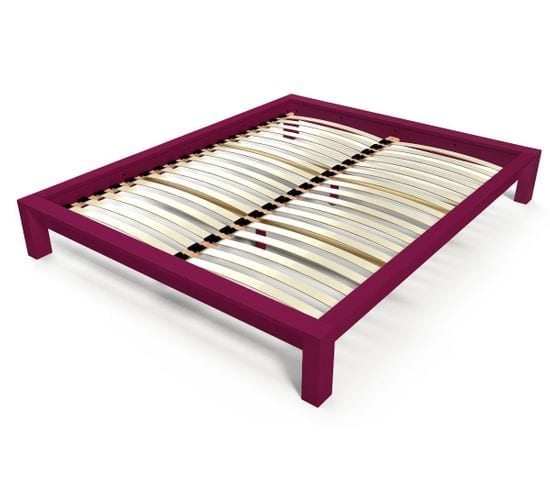 Lit King 2 Places Bois, Couleur: Prune, Dimensions: 160x200