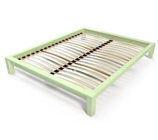 Lit King 2 Places Bois, Couleur: Vert Pastel, Dimensions: 160x200