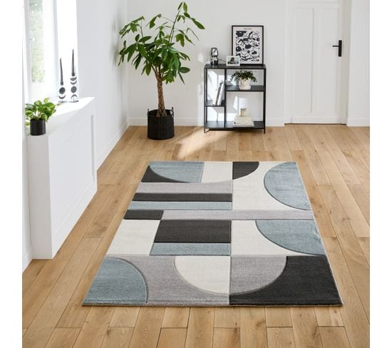 Tapis 160x230 cm SEATTLE Bleu/gris