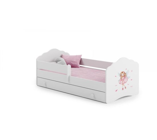 Lit Enfant Edy+ Tiroir De Rangement 160x80 Cm Fée Avec Avec Matelas