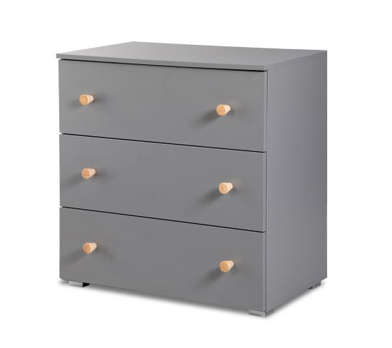 Minea - Commode Auguste L. 80 Cm Grise - 3 Tiroirs