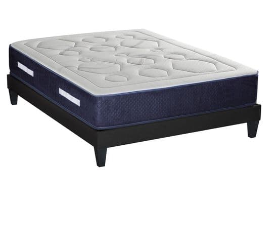 Ensemble Matelas Dolce Vita Ressorts Ensachés Accueil Mémoire Et Sommier En Kit - 160 X 200 Cm